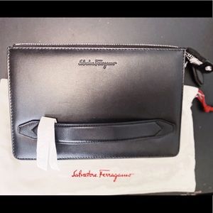 Men’s black Ferragamo clutch